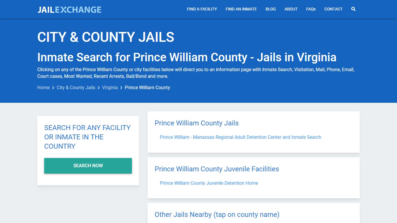 Inmate Search for Prince William County | Jails in Virginia - Jail Exchange